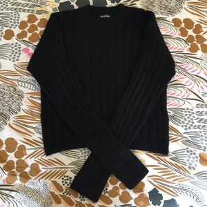 NAADAM Cashmere Ribbed Cropped Sweater in Black XXS